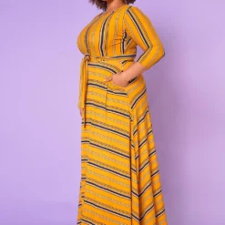 Plus Size Multi Striped Fit & Flare Maxi Dress -Femme Avid Sales Store 2021372 004 4