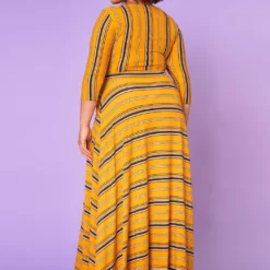Plus Size Multi Striped Fit & Flare Maxi Dress -Femme Avid Sales Store 2021372 004 5