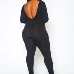 Plus Size Solid Long Sleeve Fitted Jumpsuit -Femme Avid Sales Store 2021396 001 4
