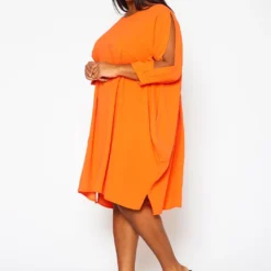 Plus Size Solid Short Sleeve Tunic Dress -Femme Avid Sales Store 2021409 001 4