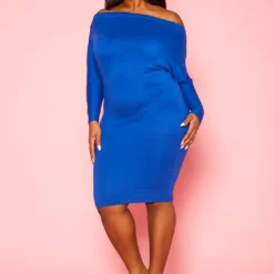 Plus Size Off Shoulder Slinky Mini Dress -Femme Avid Sales Store 2022399 001 2
