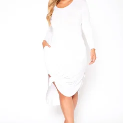 Plus Size Curved Hem Hooded Midi Dress