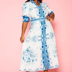 Plus Size Oriental Floral Print Maxi Dress