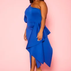 Plus Size One Sleeve Drape Front Gown -Femme Avid Sales Store 2022410 002 2