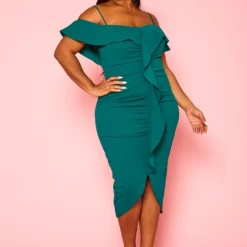 Plus Size Off Shoulder Drape Front Cocktail Dress -Femme Avid Sales Store 2022414 002 2