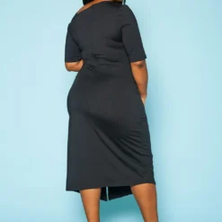 Plus Size Safety Pin Front Slit Bodycon Dress -Femme Avid Sales Store 2022438 001 4