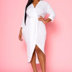 Plus Size Drape Front Cocktail Dress