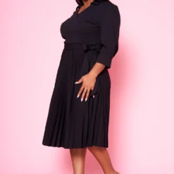 Plus Size Pleated Fit & Flare Midi Dress -Femme Avid Sales Store 2022467 001 3