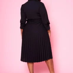 Plus Size Pleated Fit & Flare Midi Dress -Femme Avid Sales Store 2022467 001 4