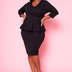 Plus Size Peplum Flare Mini Dress