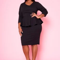 Plus Size Peplum Flare Mini Dress -Femme Avid Sales Store 2022468 001 2