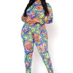 Plus Size Butterfly Print Fitted Jumpsuit -Femme Avid Sales Store 2022473 001 1