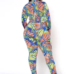 Plus Size Butterfly Print Fitted Jumpsuit -Femme Avid Sales Store 2022473 001 4