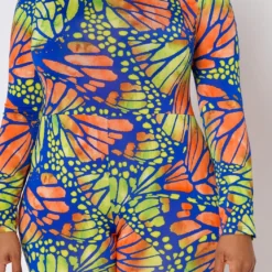 Plus Size Butterfly Print Fitted Jumpsuit -Femme Avid Sales Store 2022473 001 5