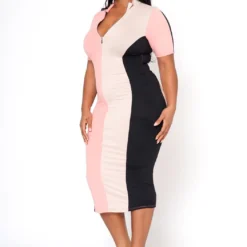 Plus Size Color Block Zip Front Bodycon Dress -Femme Avid Sales Store 2022483 001 2