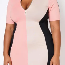 Plus Size Color Block Zip Front Bodycon Dress -Femme Avid Sales Store 2022483 001 4