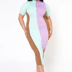Plus Size Color Block Zip Front Bodycon Dress -Femme Avid Sales Store 2022483 002 2