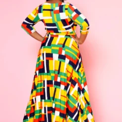Plus Size Geometric Pattern Fit & Flare Maxi Dress -Femme Avid Sales Store 2022501 001 3