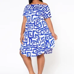 Plus Size Abstract Print Off Shoulder Flare Dress -Femme Avid Sales Store 2022519 001 4