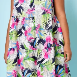 Plus Size Tropic Floral Pattern Flare Mini Dress -Femme Avid Sales Store 2022523 001 5