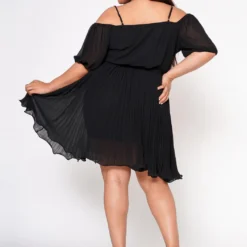 Plus Size Off Shoulder Pleated Flare Dress -Femme Avid Sales Store 2022557 001 3
