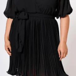 Plus Size Off Shoulder Pleated Flare Dress -Femme Avid Sales Store 2022557 001 4