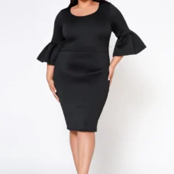 Plus Size Form Fitting Scuba Dress