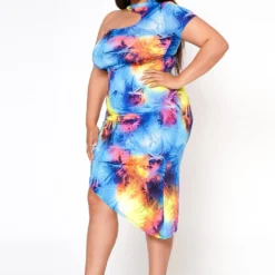 Plus Size Mindful Tie Dye One Sleeve Bodycon Dress -Femme Avid Sales Store 2022571 001 2