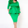 Plus Size Blossomed Floral Ascent Peplum Dress