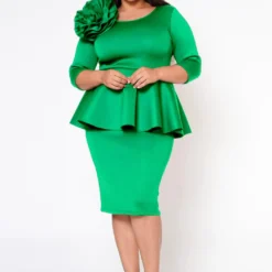 Plus Size Blossomed Floral Ascent Peplum Dress -Femme Avid Sales Store 2022575 006 3