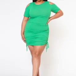 Plus Size Ribbed Knit Cold Shoulder Mini Dress -Femme Avid Sales Store 2022591 003 1