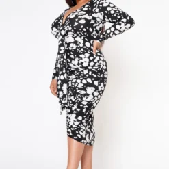Plus Size Multi Print Drape Front Midi Dress -Femme Avid Sales Store 2022598 001 2