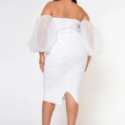 Plus Size Romantic Off Shoulder Ruched Midi Dress -Femme Avid Sales Store 2022600 001 3