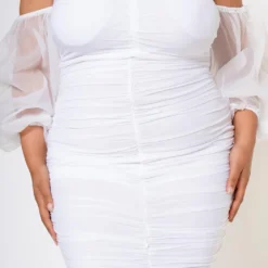 Plus Size Romantic Off Shoulder Ruched Midi Dress -Femme Avid Sales Store 2022600 001 4