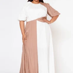 Plus Size Color Splice Fit & Flare Maxi Dress -Femme Avid Sales Store 2022602 001 1