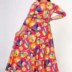 Plus Size Floral Pattern Fit & Flare Maxi Dress -Femme Avid Sales Store 2022612 001 4