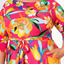 Plus Size Floral Pattern Fit & Flare Maxi Dress -Femme Avid Sales Store 2022612 001 5