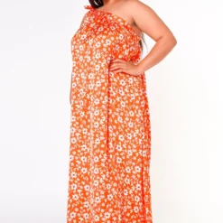 Plus Size One Shoulder Floral Print Maxi Dress -Femme Avid Sales Store 2022618 001 3