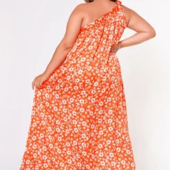 Plus Size One Shoulder Floral Print Maxi Dress -Femme Avid Sales Store 2022618 001 4
