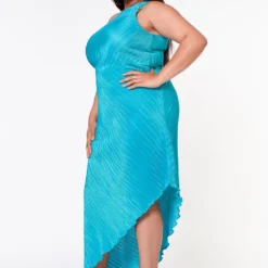 Plus Size Pleated Asymmetric One Sleeve Dress -Femme Avid Sales Store 2022619 002 3