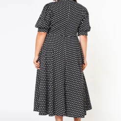 Plus Size Polka Dot Print Bow Collar Flare Dress -Femme Avid Sales Store 2022634 001 3