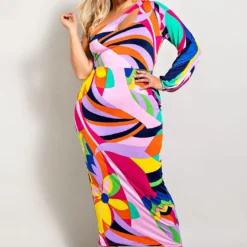 Plus Size One Shoulder Cut Out Dress
