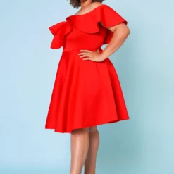 Plus Size Off Shoulder Ruffle Hem Dress -Femme Avid Sales Store 2022662 002 3