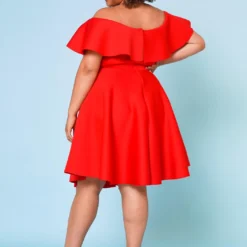 Plus Size Off Shoulder Ruffle Hem Dress -Femme Avid Sales Store 2022662 002 4