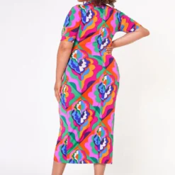 Plus Size Abstract Pattern Button Front Midi Dress -Femme Avid Sales Store 2022675 001 4