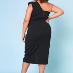 Plus Size Asymmetric One Sleeve Cocktail Midi Dress -Femme Avid Sales Store 2022679 001 3