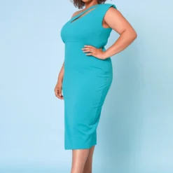 Plus Size Asymmetric One Sleeve Cocktail Midi Dress -Femme Avid Sales Store 2022679 002 3