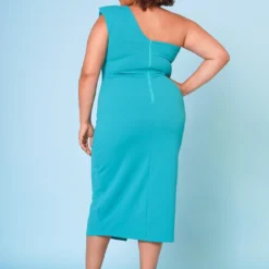 Plus Size Asymmetric One Sleeve Cocktail Midi Dress -Femme Avid Sales Store 2022679 002 4