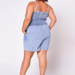 Plus Size Denim Smocked Romper -Femme Avid Sales Store 2022692 001 5