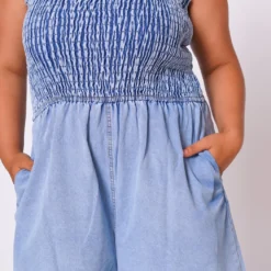 Plus Size Denim Smocked Romper -Femme Avid Sales Store 2022692 001 6